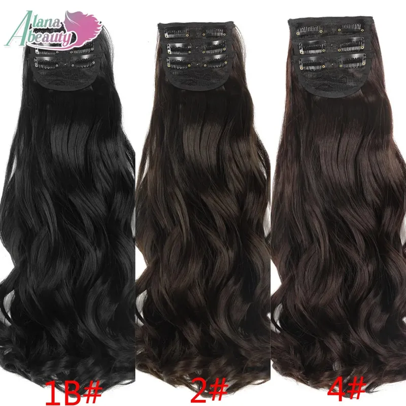 Synthetic Clip In Hair Extensions 3 PCS Full Head 20 Inch Long Curly Wavy Hair Pieces Natural Wavy For Women Girls Hair