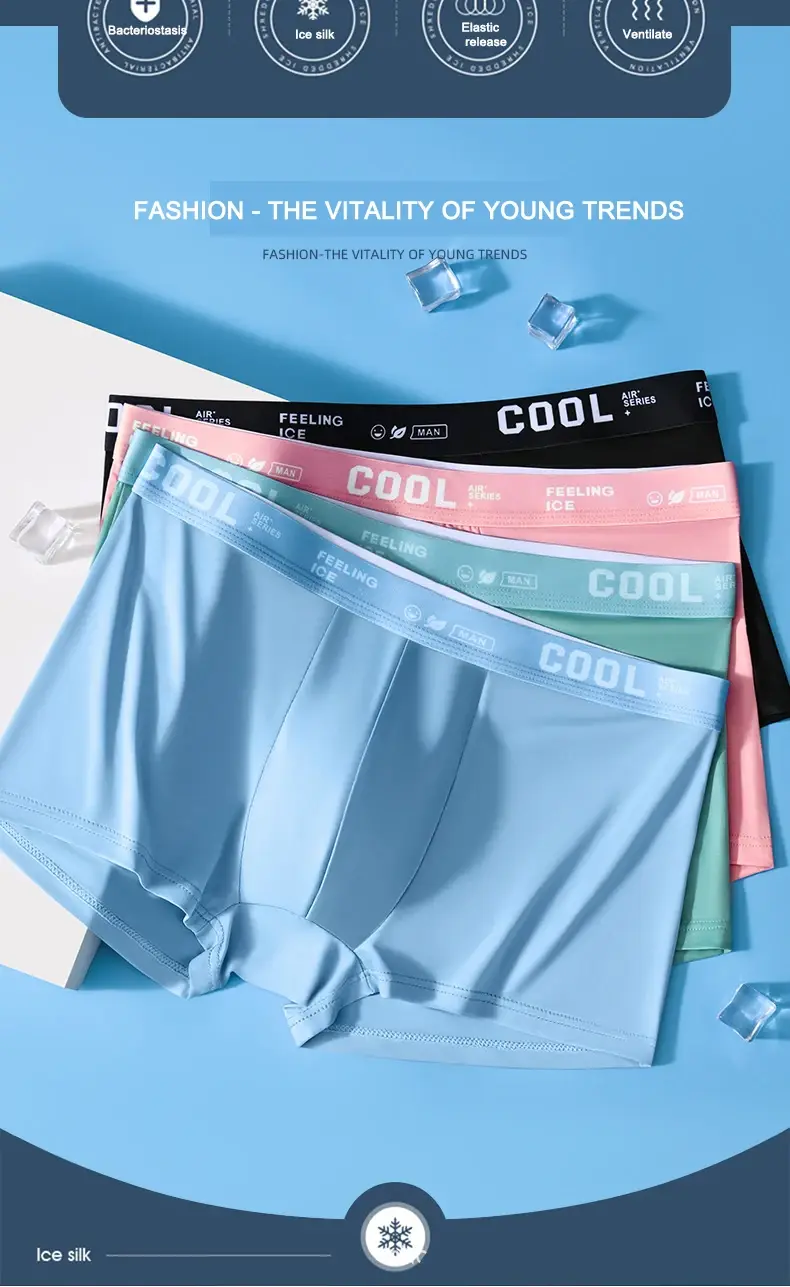 Boxers Ice Silk Man Underwear Graphene Men Underpants Breathable Comfortable Men's Panties Ultrathin Shorts Trunk Plus Size 6XL