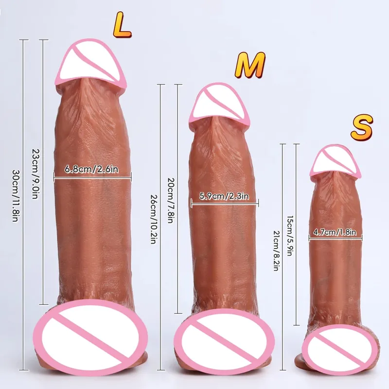 3 Sizes Realistic XXL Thick Penis Soft Silicone Dildo Male Genitals Vaginal Masturbation Suction Cup Dick Woman Anal Sex Toys 18