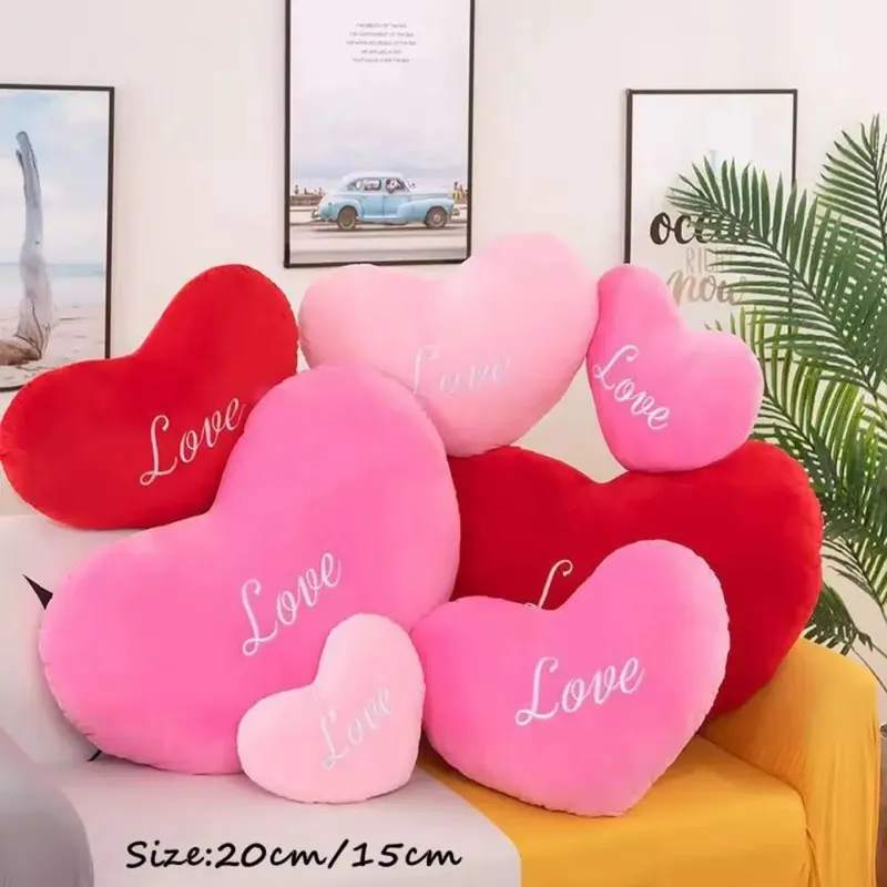 New Heart Shape Soft Pillow Home Decorative Valentines Day Heart Plush Pillow Stuffed Pillow Kids Birthday Gift