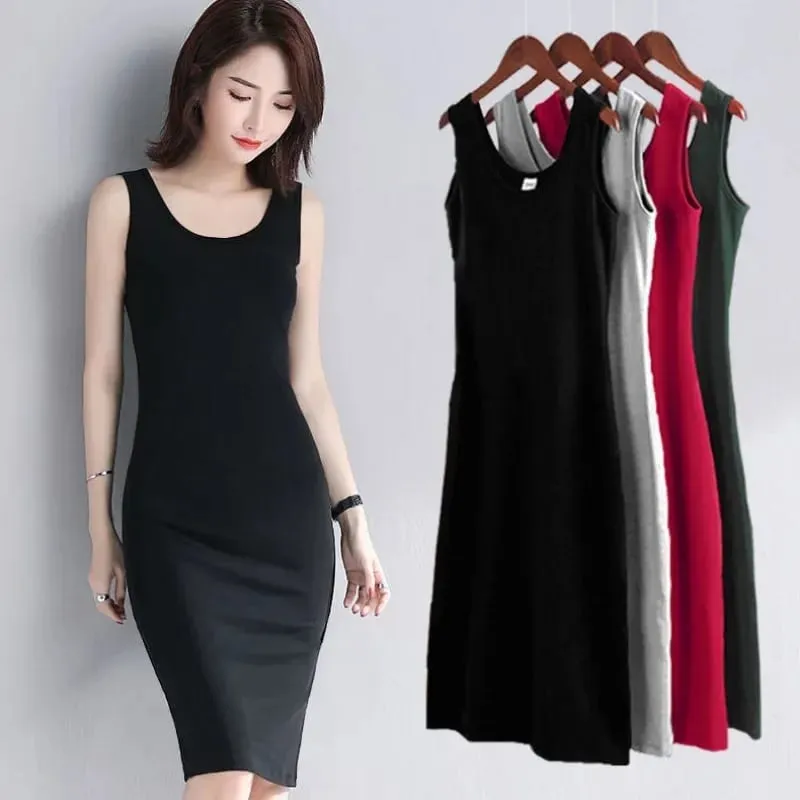 Fashion Solid Long Dress Korean Fashion Camisole Sleeveless Sexy Women's Dresses Summer Casual Y2k Oversized All-match Skirt