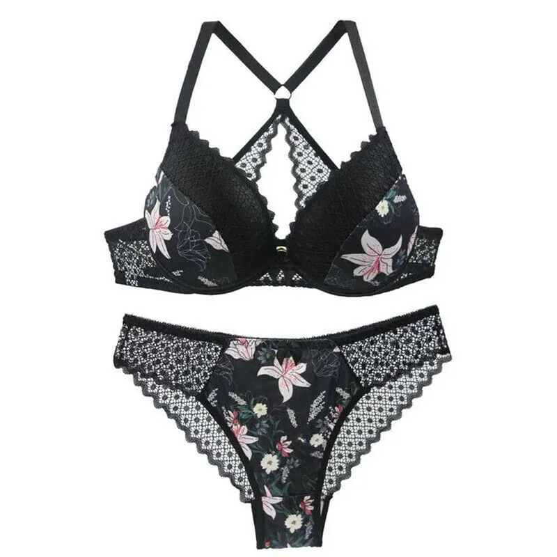 Sujetador acolchado con aros para mujer, ropa interior push-up, bragas, sujetador, lencería, conjuntos de bragas 34 36 38 40 42 44 A B C D E