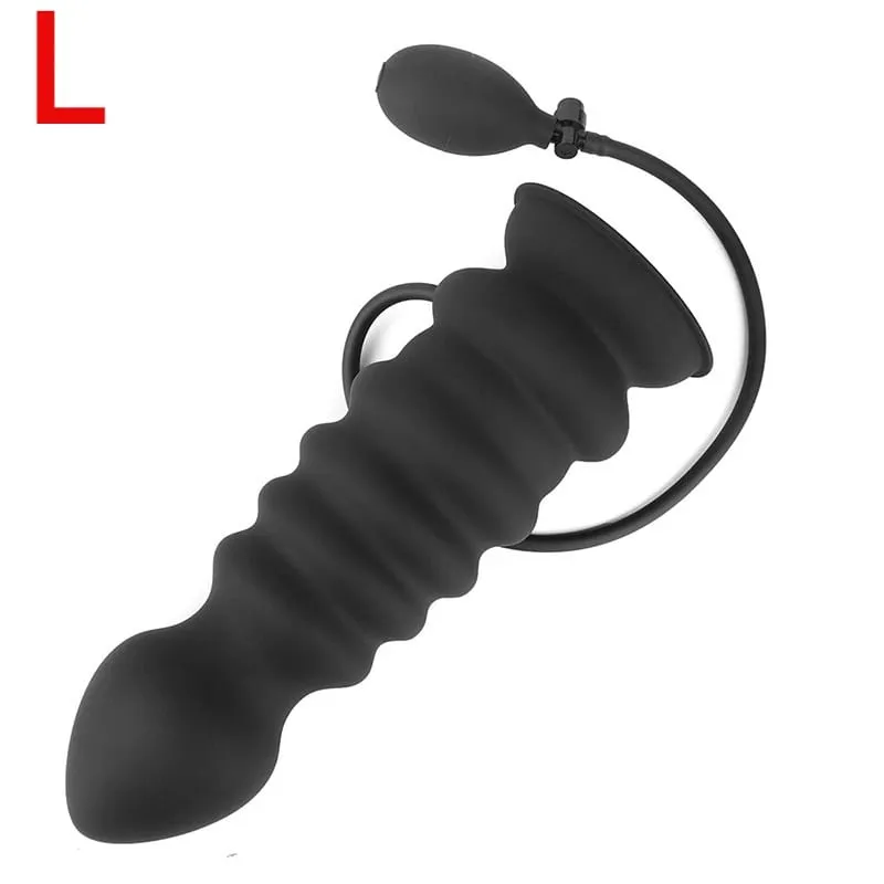 Huge Inflatable Anal Plug with Suction Cup Silicone Big Butt Plug Anus Expansion Stimulator Prostate Massage Anal Sex Toys