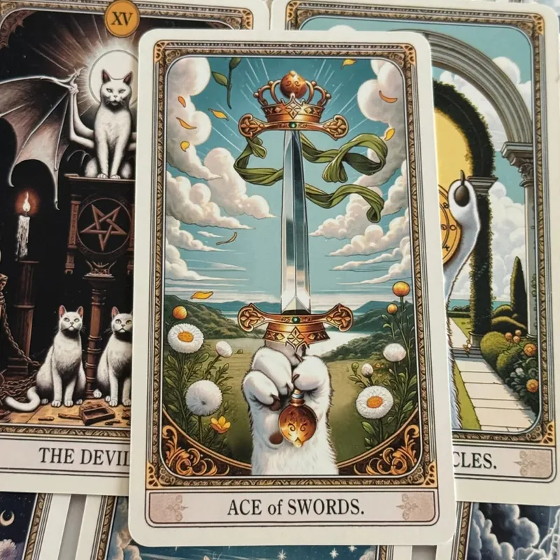 12*7cm Cat Tarot Deck In Metal Box 350GSM English Version Wait Tarot Cards Board Games with Paper Instruction Manual