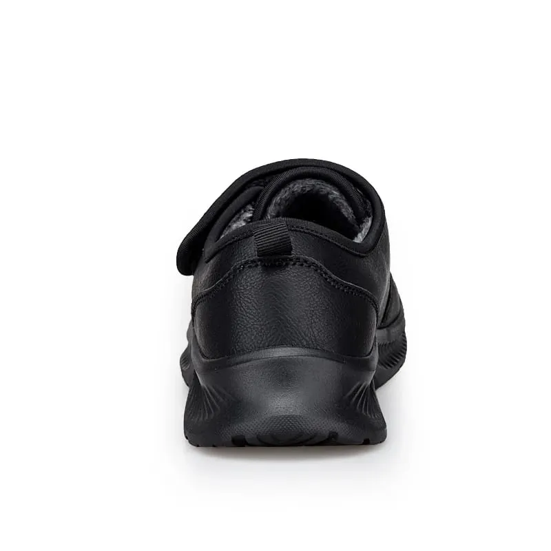 Zimowe buty z szerokimi noskami podszyte futrem dla diabetyków dla unisex miękkie skórzane trampki regulowane otwarte buty ortopedyczne na opuchniętą stopę