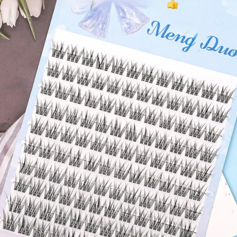 Easy Self Application Fish Tail Manga Cat Eye Lashes 120Pcs Fluffy Natural Long Reusable DIY Starter Makeup Lashes