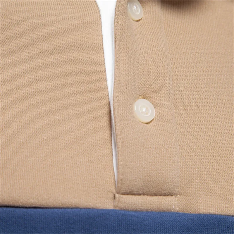 New Spring Men's Color-Block Cotton Blend Hoodies for Business Casual Style Long Sleeve Sweatshirt