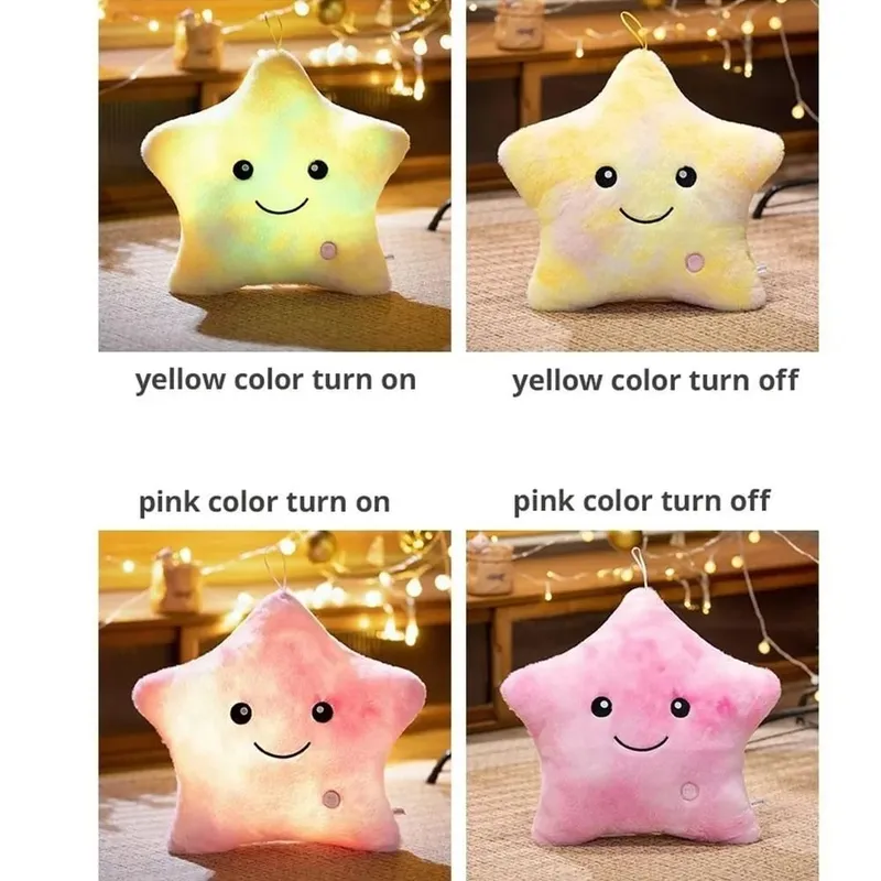 New LED Electronic Star Plush Toy Soft Star LED Star Doll Toy Home Decoration Baby Kid Toys Soft Star Pillow