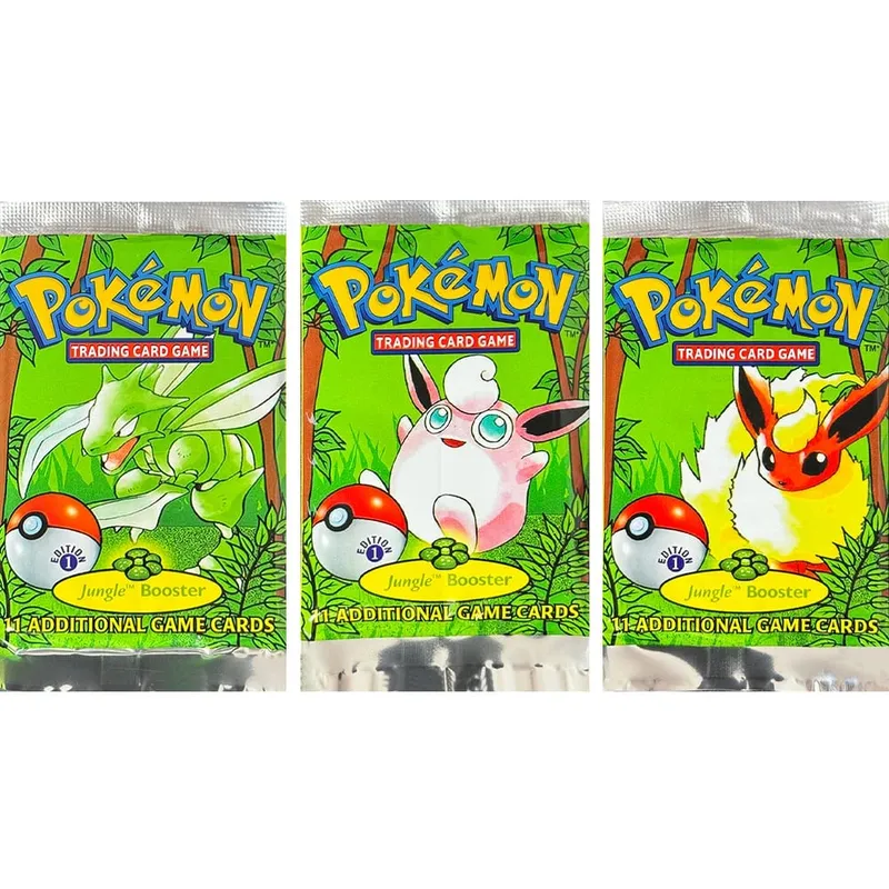 Pokémon Booster Packs Base Fossil Jungle 9 single bags 1 pack/11 Cards and Booster Box 3 1Box/36 Packs models Proxy Game Cards
