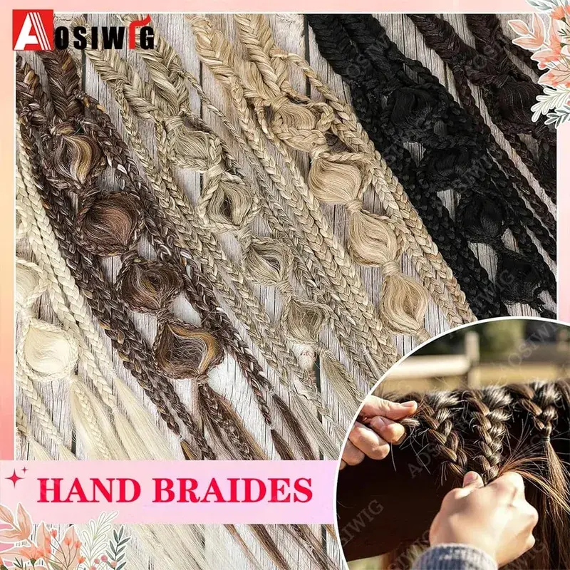 Elf Style Half Head Braided Hair Extensions Synthetic Clip In Braids Hairpiece Natural Black Dark Brown Fake Hair for Women Dail