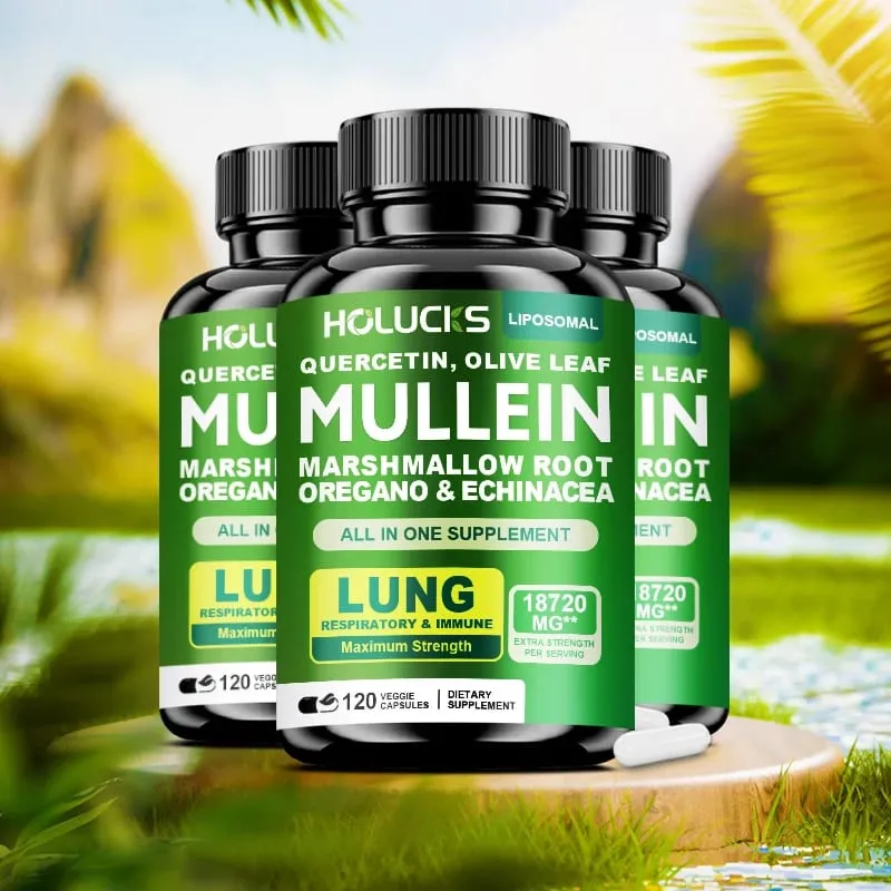 Premium Mullein Leaf Extract Capsules with Vitamin C Support Expectorant Soothes Airways & Reduces Irritation Lung Health