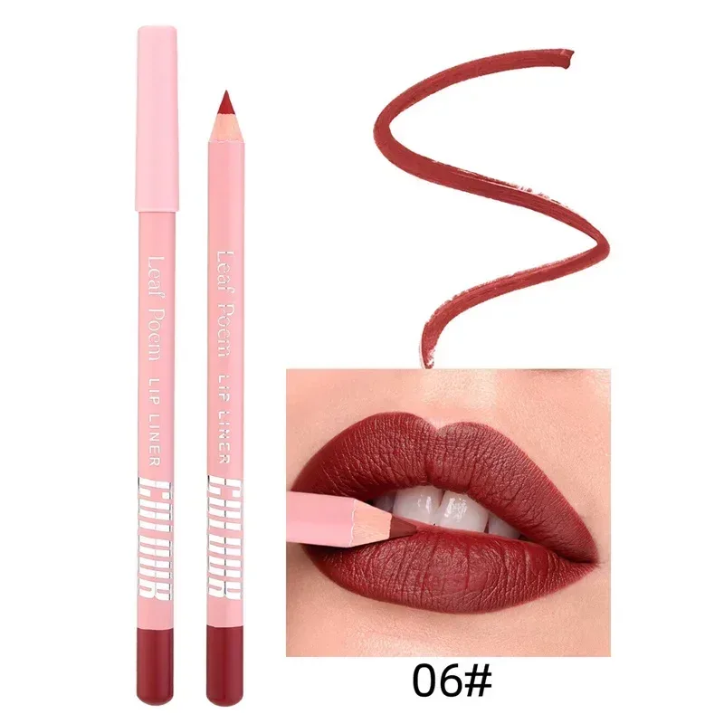 Delineador de labios mate resistente al agua de 12 colores, delineador de labios duradero a prueba de manchas, fórmula sin transferencia, maquillaje de lápiz labial de contorno preciso