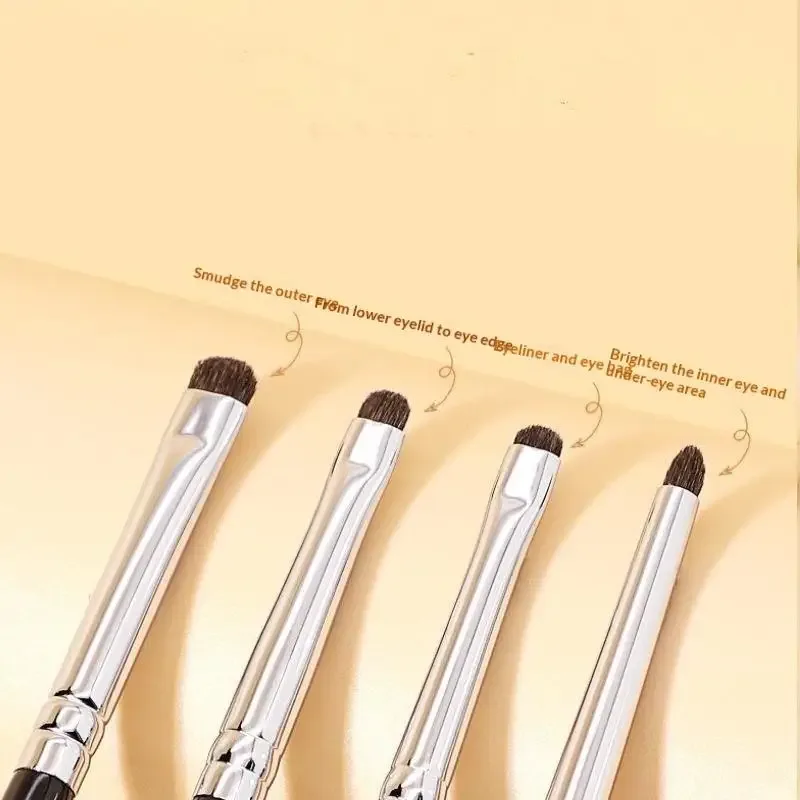 4/6Pcs Undereye Smudge Brushes Soft Eyeliner Brush Perfect Eye Makeup Tools Eye Detail Brushes Set Horse Hair Eyeshadow Brushes