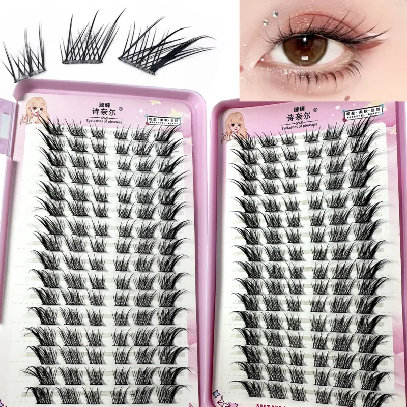 32 rangées de cils Manga œil de renard cils yeux de chat cils individuels aspect naturel bricolage Extension de cils Volume grappes de cils