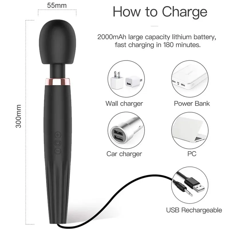 Topení Vibrátor Výkonné dildo AV Magic Wand Masážní přístroj G-Spot Sexuální hračky pro ženy Páry Klitoris stimulují zboží pro dospělé