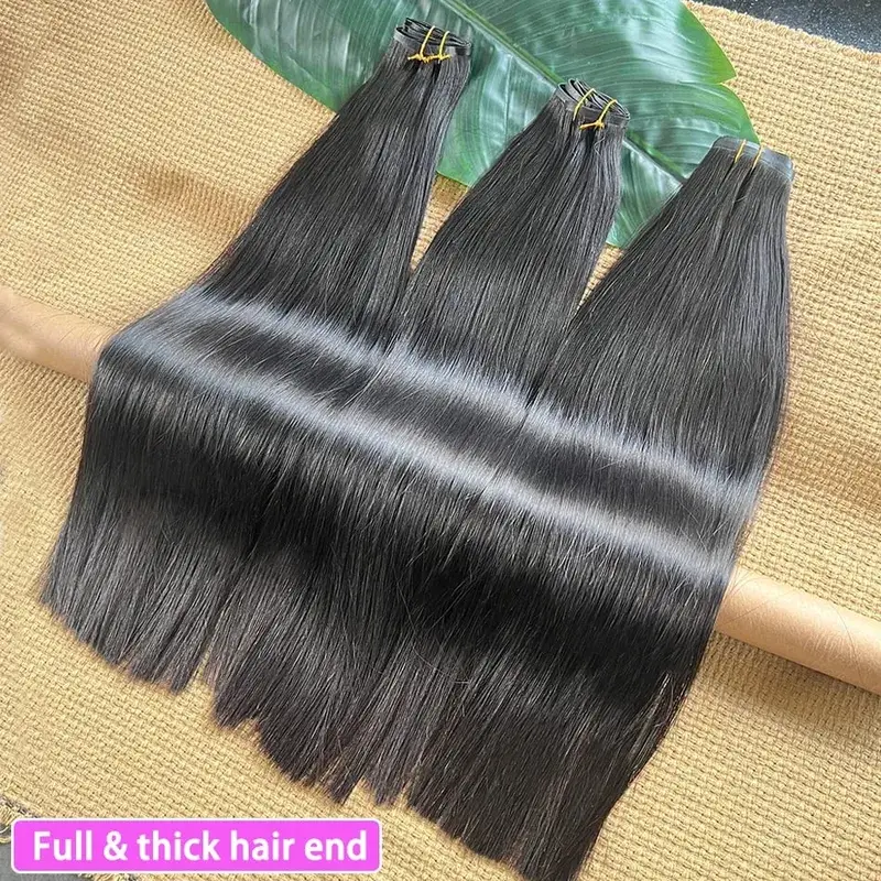 Double Drawn Straight Clip Ins Human Hair Extensions #1B Natural Black Color 100grams 7Pcs/Set Seamless PU Weft Clips in Hair