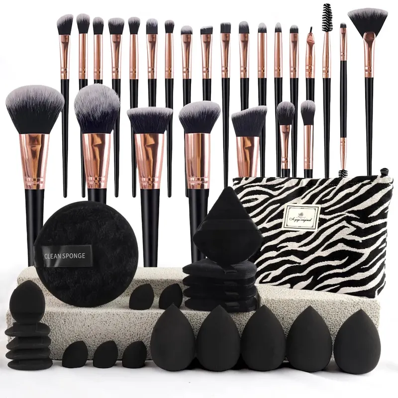 47Pcs Professional Makeup Brushes Set Beauty Tools Kit Portable Travel Cosmetic Bag Puff Toiletry Makeup Accessories Set