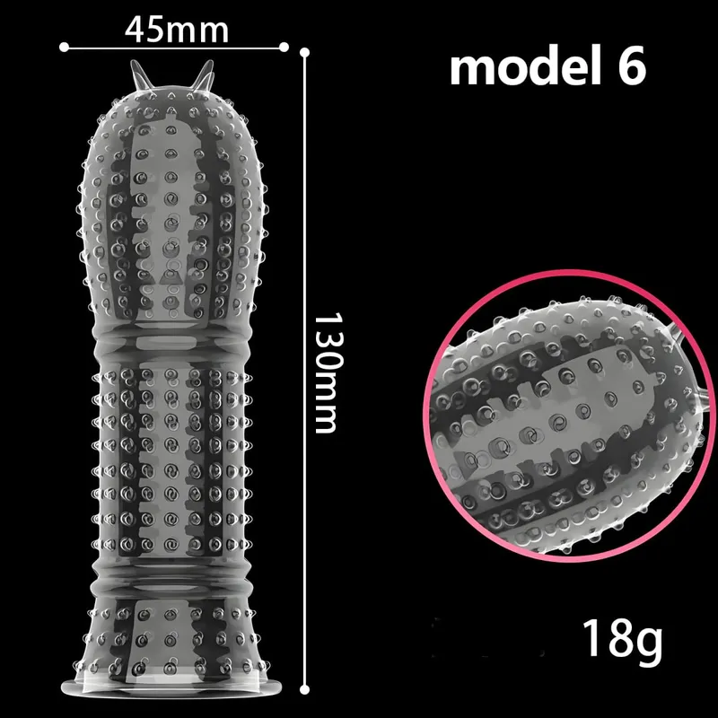 Penis Covers Extender Men's Condoms Crystal Penis Condoms Finger Cock Ring Adult Sex Toy For Sex Male Longer Lasting