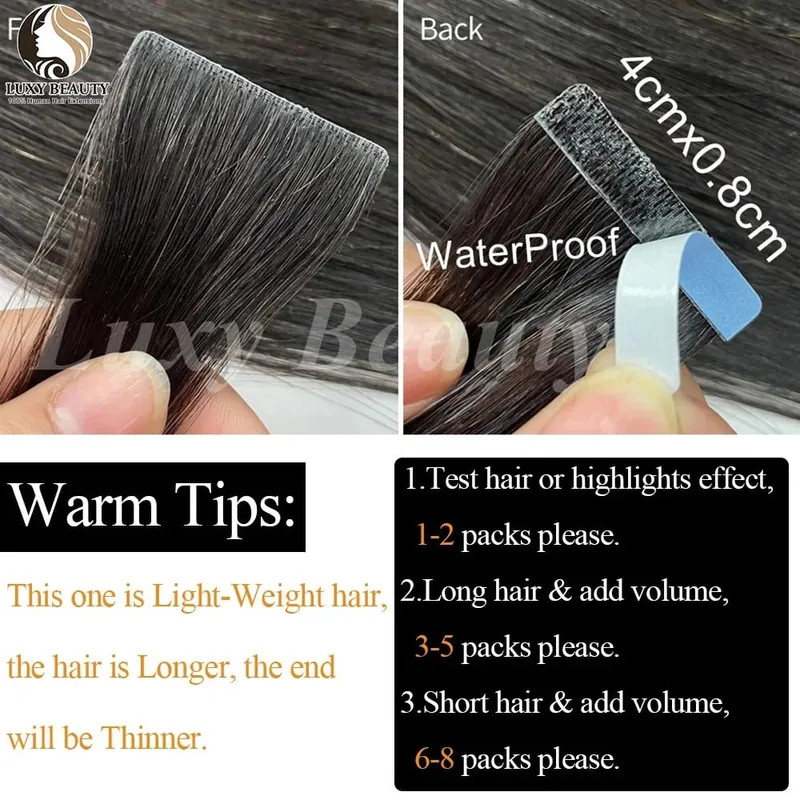 Straight Invisible Tape In Human Hair Extensions Injected PU Tape Hair Extensions Black Blonde Brown Tape Ins Hair 10pcs/Pack