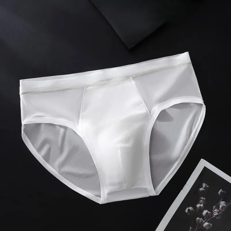 Men's Seamless Ice Silk Briefs Underwear Bulge Pouch Solid Breathable Panties Calzoncillos Hombre Slips Male Panties