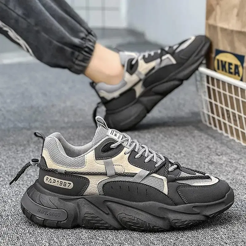 Men's Shoes 2026 New Mesh Outdoor Running Shoes Lace Up Height Increase Non Slip Vulcanized Shoes Hot Sale Fashion Men Sneakers