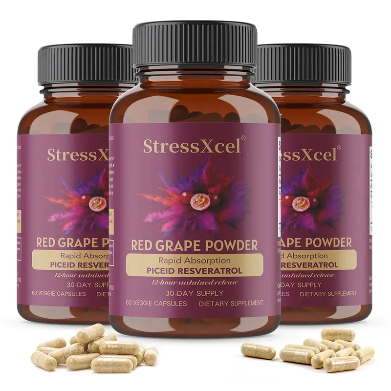 Red Grape Powder + Resveratrol Supplement Antioxidant Supports Heart Joint Brain Immune Health & Anti-Aging Non-GMO