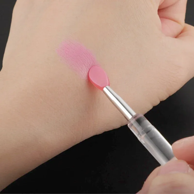 Silicone Lip Mask Brushes (Transparent/Pink)- Portable Lip Scrub Applicator Soft Silicone Tip for Lip Balm/Lip Mask