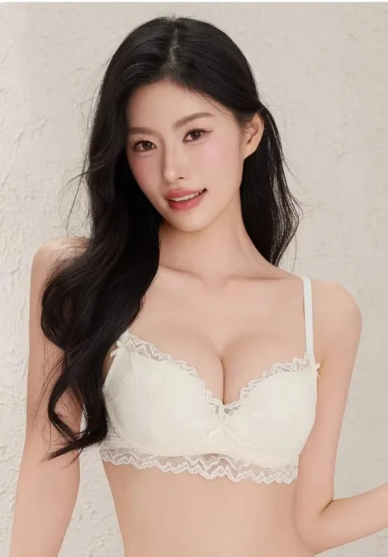 Lingerie Women Small Breast Push Up Bra Tuck in Enhance Look Larger Sexy Lace Sweet Bra Set Without Underwire Anti Sagging