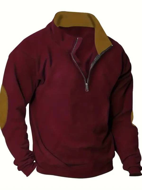 Fashion Vintage Men's Clothes Casual Half Zip Long Sleeve Sweatshirts Street Trend Stand Collar Top Autumn Oversized Hoodies Tee