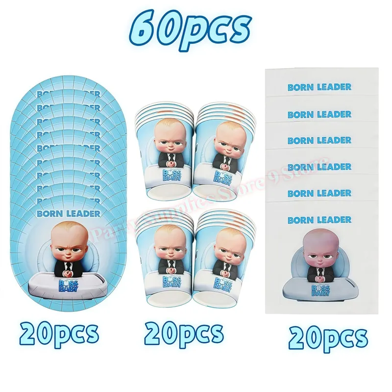 Bossed Baby Theme Newborn 1st Birthday Party Decoration Paper Plate Cup Balloon Banner Kid Boy Favors Baby Shower Event Supplies