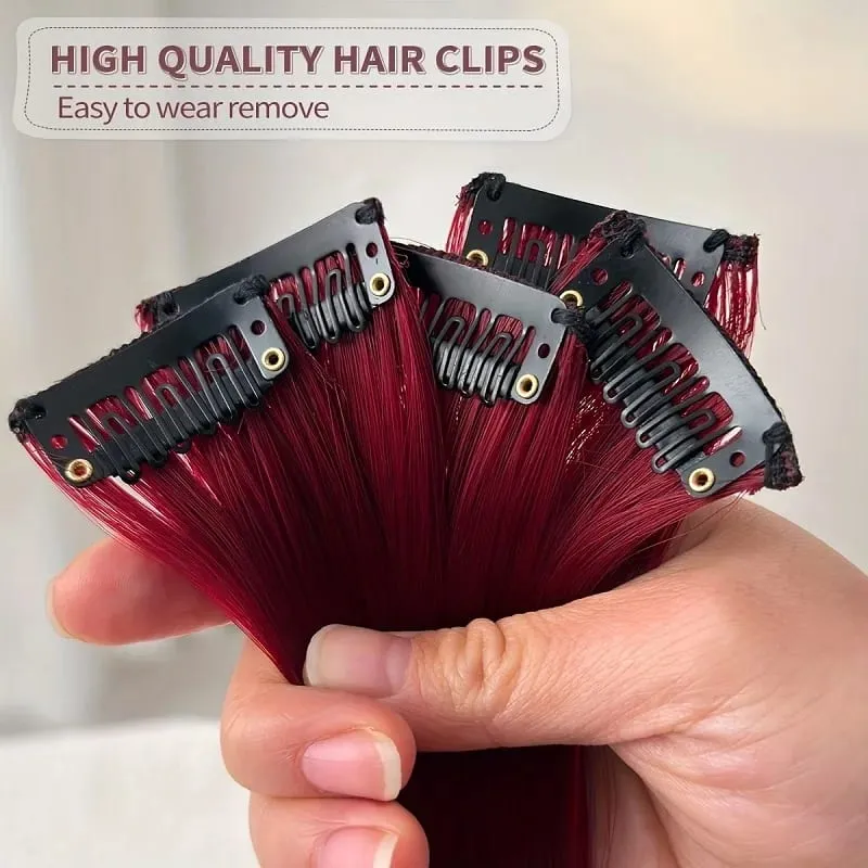 22Inch 10pcs Synthetic Colorful Long Straight Rainbow Colored Hair 10pcs Clip In Extensions for Women Daily Party Christmas — image 5