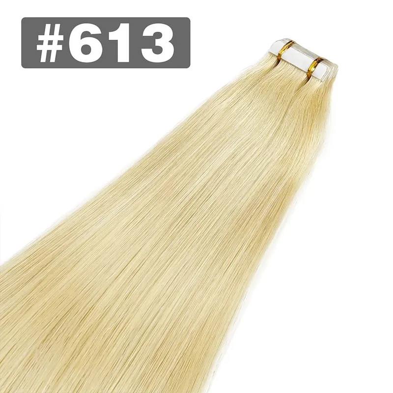 Tape In Straight 100 Human Hair Extensions Brazilian Hair Blonde Adhesive Extensions Skin Weft Black Brown 100% Real Human Hair