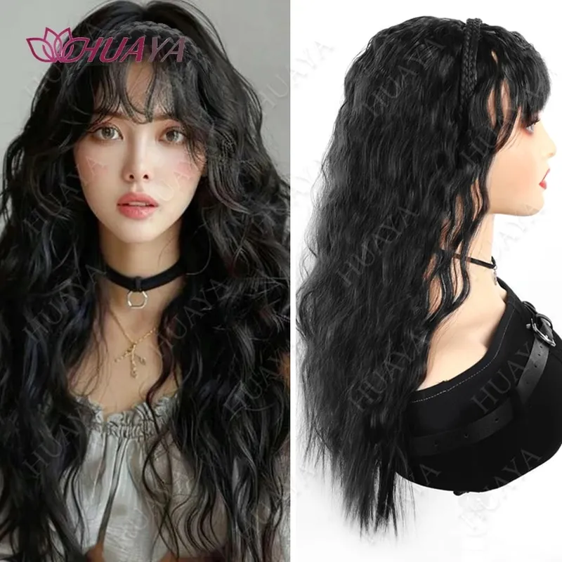 Synthetic Topper for Women Long Water Wave Top Clip Topper Hair Extensions Cover Thinning Hair Grey Hair Increase Volume