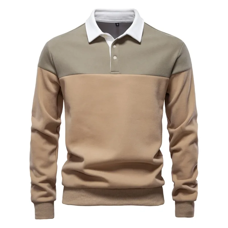 New Spring Men's Color-Block Cotton Blend Hoodies for Business Casual Style Long Sleeve Sweatshirt