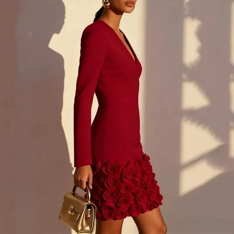 Long sleeve plus size vintage floral new in dresses for women casual mini short spring autumn pencil dress elegant clothing 2026