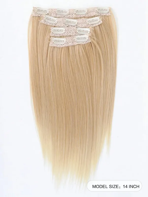 14Inch Synthetic Long Straight Hair Extension 4pcs/set Black Brown Blonde Adds Volume Hairpiece for Women