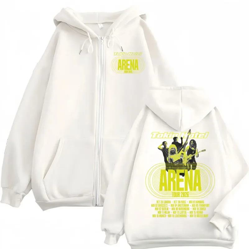Tokio Hotel Arena Tour 2026 Zipper Hoodies Men Women Fashion Rock Zip Up Pullovers High Quality Fleece Long Sleeve Sweatshirts — image 3