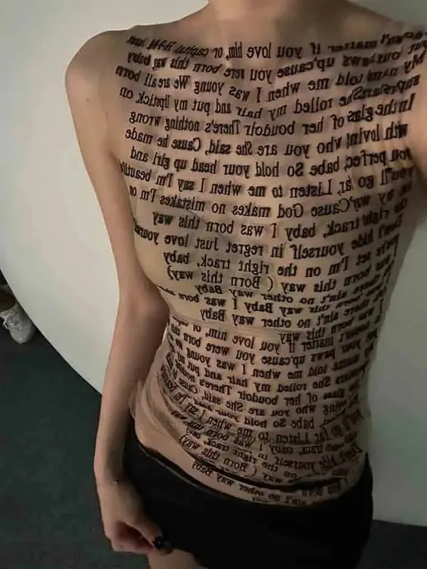 Fashion Trendy Round Collar Sleeveless Tank Mesh Sexy Article Print Slim Casual Top Women Hipster Wear