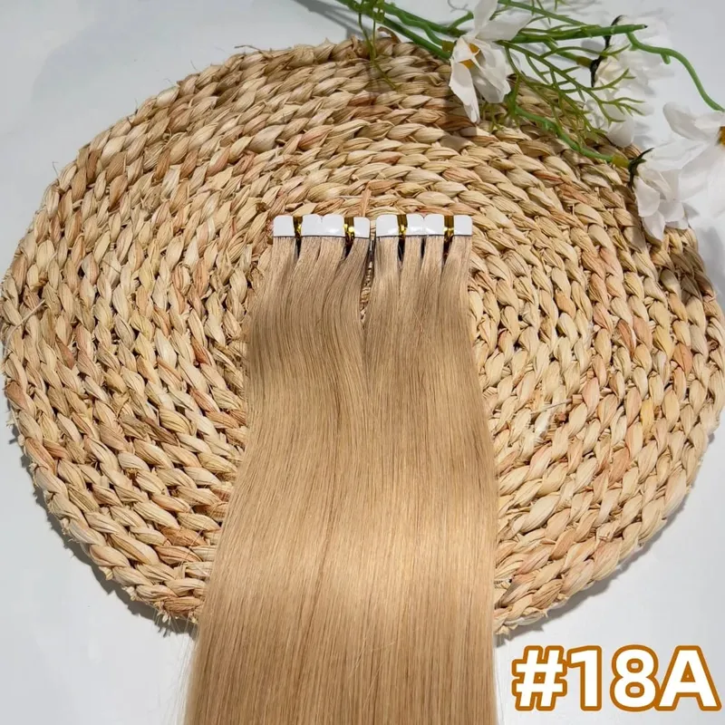 Mini Tape Hair Extensions 18"-30" Machine Remy Skin Weft Adhesive Tape In 100% Human Hair Natural Black Brown Blonde Tape On