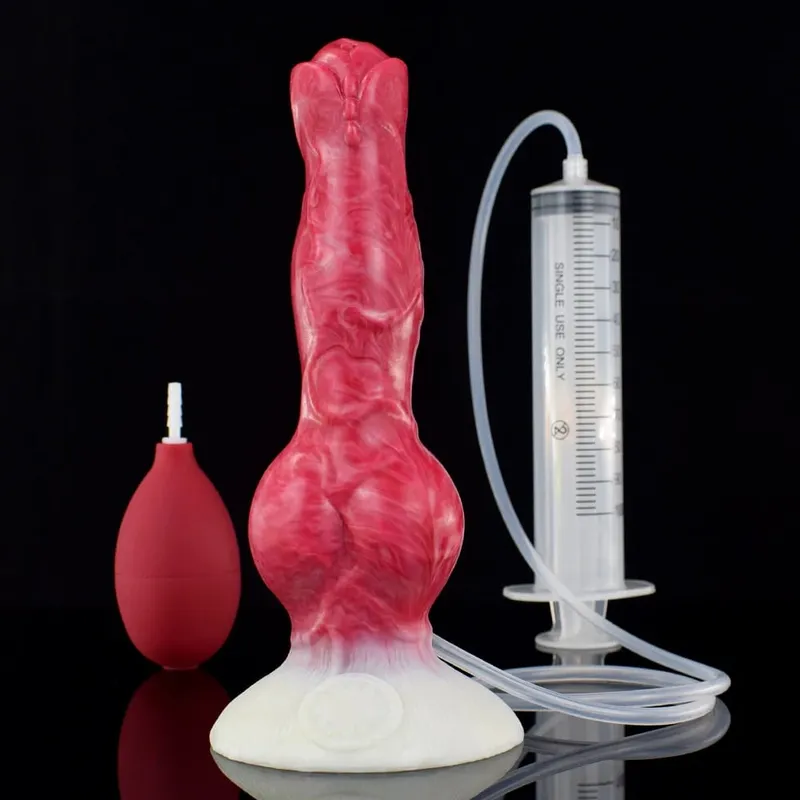 Squirting Realistic Dog Knot Dildo Colorful Fake Penis Silicone Anus Dilator Ejaculation 18+ Sex Toys For Women Men Adults