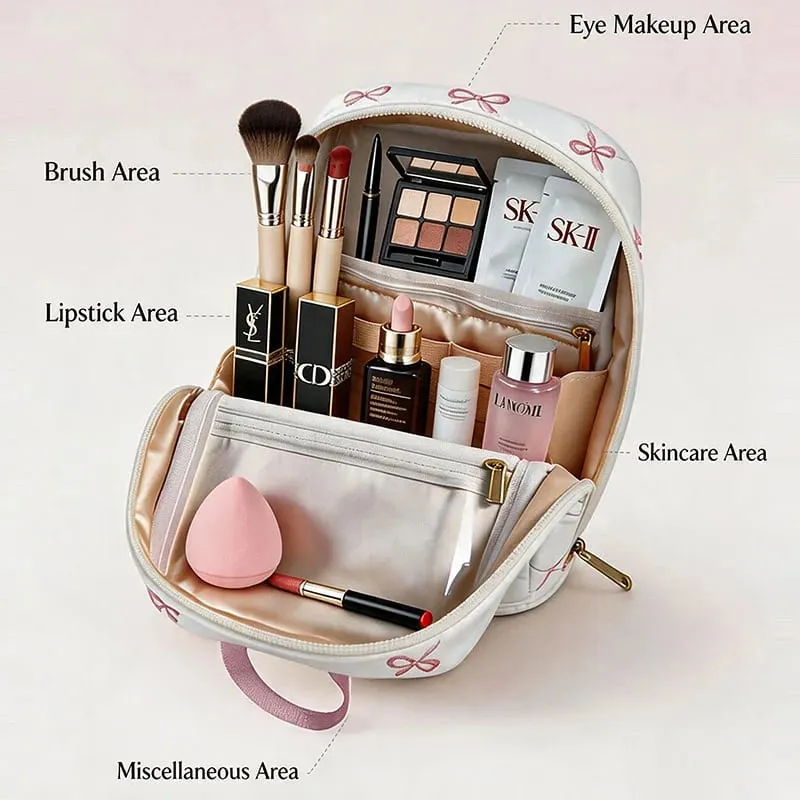 Standing Makeup Brushes Storage Bag Large Capacity Waterproof PU Leather Cosmetic Tools Organizer For Makeup Brushes Lipsticks