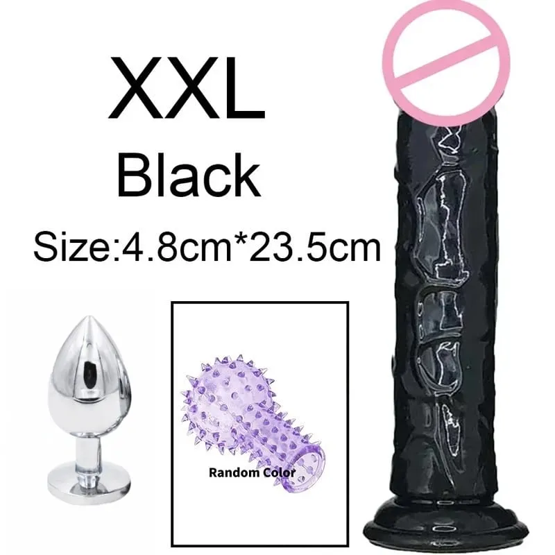 6 Sizes Realistic Dildos Adult Sex Toys For Man Women 18 Metal Anal Plug Clear Penis Butt Plug Anus Masturbation Stimulator Dick