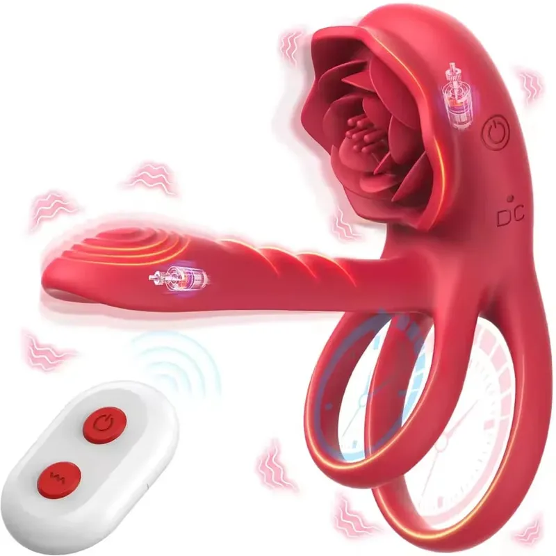 Penis Cock Ring Vibrator for Women Black Rose G Spot Nipple Clitoral Male Ejaculation Delay Nipple Clitoral Stimulator Sex Toys