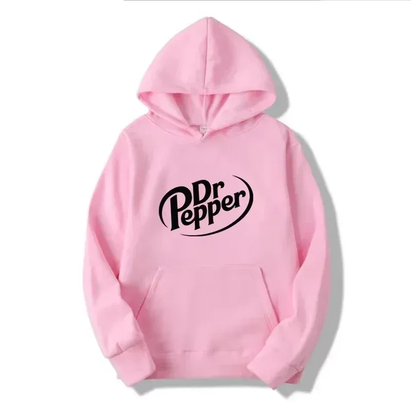 2026 Autumn Warm Dr Pepper Letter Printed Hoodies Street Men Fashion Fleece Sweatshirts Casual Unisex Pullover Tops Fashion Tre