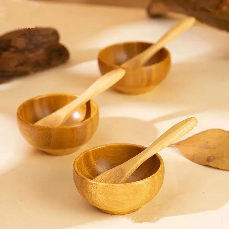5/10/30/50pcs Bamboo DIY Face Mask Mixing Bowl with Spoon Aromatherapy Bowl Set Massage Oil Face Care Makeup Tool Kits