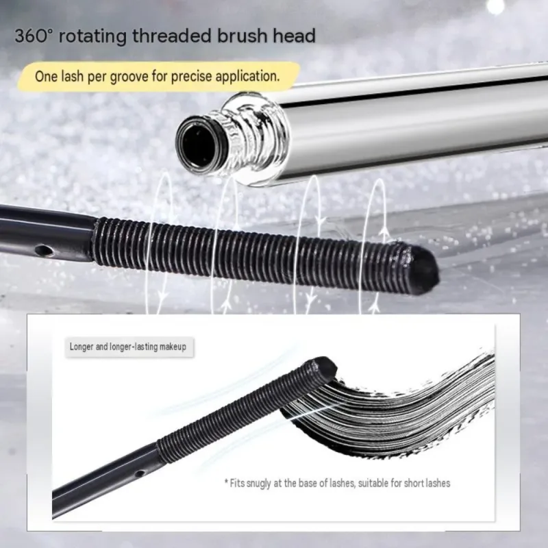 Steel Tube Mascara-Special Spiral Brush Waterproof LongLasting Silk Fiber Mascara keep Each Eyelash Curled for aLong Time Makeup