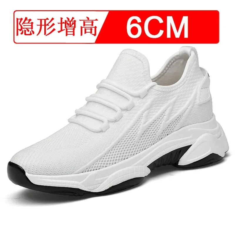 Men's Invisible Height Increasing Casual Shoes 10cm Elevator Breathable Mesh Upper Walking Shoes with Soft Bottom