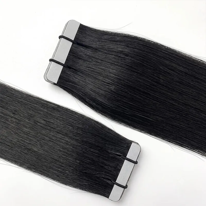 Tape In Hair Extensions Human Hair 16-24 Inch Seamless Invisible Remy Hair Extensions Tape Ins For Women Brazilian Natural Black 21Pcs 50g 100% Human Hair
