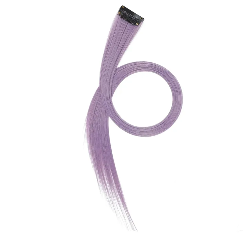 12pcs Colorful Bright Pink Hair Extensions Clip in Colored Party Highlights Extension Synthetic Hairpieces Straight for Women