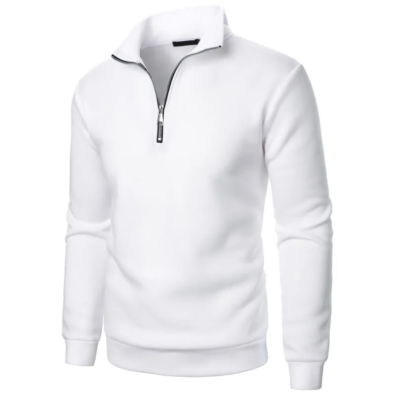 Men's Zip Turn Down Collar Sweatshirts Spring Male Solid Color Loose Pullover Coats BSD-ZW160